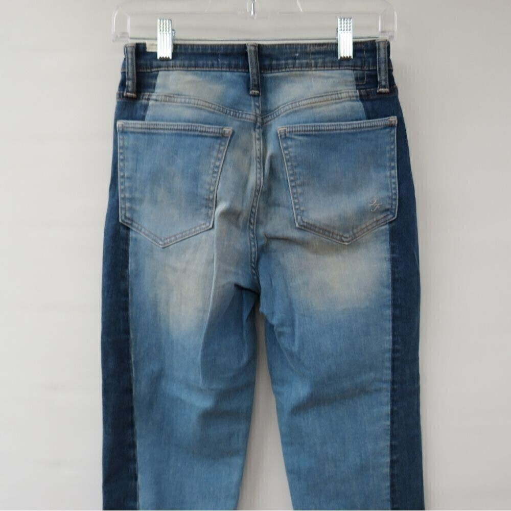 Lovers and Friends Womens Size 26 Mason Two Tone Blue Denim Raw Hem Jeans - Picture 13 of 16